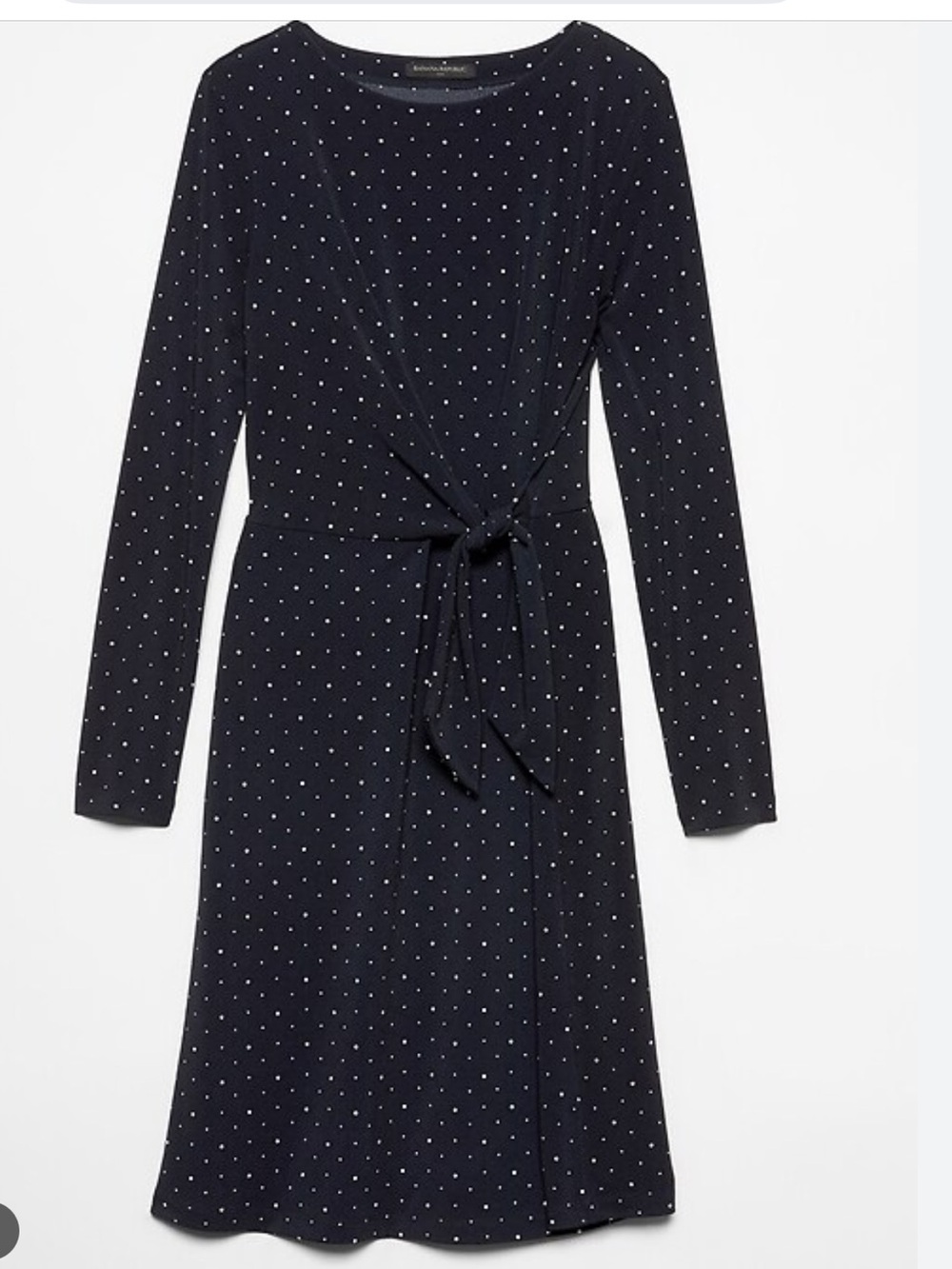 Banana Republic Black Long Sleeve Dress with White Dots